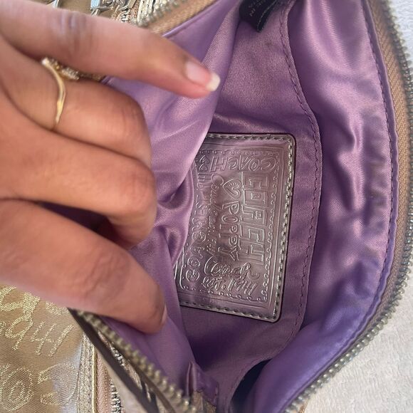 Vintage Coach Women's Poppy Metallic Gold Crossbody 2000’s Y2K Purse Bag - Picture 8 of 12